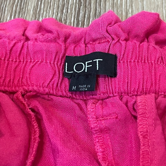 LOFT Embroidered Pink Linen Shorts - Picture 6 of 6